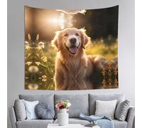 WZYCWB Arazzo da parete stampato con Golden Retriever sorridente, 152 x 130 cm, perfetto per il soggiorno o la camera da letto murales