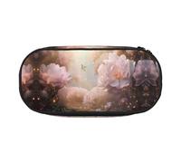 WZYCWB Astuccio con fiori di peonia in sogno, grande capacità, multifunzione, portatile e resistente, per ufficio e scuola, Nero , Taglia unica, Beauty Case