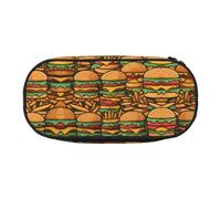 WZYCWB Astuccio con molti simpatici hamburger, di grande capacità, multifunzione, portatile e resistente, per ufficio e scuola, Nero , Taglia unica, Beauty Case