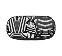 WZYCWB Astuccio portamatite a righe bianche e nere di grande capacità, multifunzione, portatile e resistente, per ufficio e scuola, Nero , Taglia unica, Beauty Case