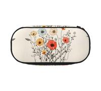WZYCWB Astuccio portamatite di grande capacità, con motivo floreale, multifunzione, portatile e resistente, per ufficio e scuola, Nero , Taglia unica, Beauty Case