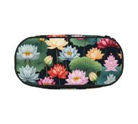 WZYCWB Astuccio portamatite di grande capacità, con motivo loto, multifunzione, portatile e resistente, per ufficio e scuola, Nero , Taglia unica, Beauty Case