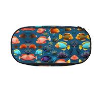 WZYCWB Astuccio portamatite di grande capacità, con motivo Submarine Reef Fish - Multifunzione, portatile e resistente, per ufficio e scuola, Nero , Taglia unica, Beauty Case