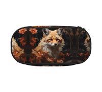 WZYCWB Astuccio portamatite di grande capacità, con volpe e fiori, multifunzione, portatile e resistente, per ufficio e scuola, Nero , Taglia unica, Beauty Case