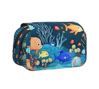 WZYCWB Astuccio portatile blu subacqueo con il mondo dei pesci, ideale per organizzare penne in ufficio o riporre pennelli da trucco