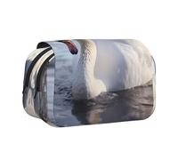 WZYCWB Astuccio portatile con cigno bianco che gioca nell'acqua, ideale per organizzare penne in ufficio o riporre pennelli da trucco