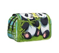 WZYCWB Astuccio portatile con due panda felici, ideale per organizzare penne in ufficio o riporre pennelli da trucco