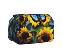 WZYCWB Astuccio portatile con girasole e farfalle, ideale per organizzare penne in ufficio o riporre pennelli da trucco