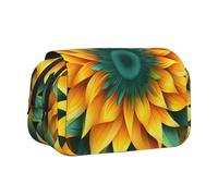 WZYCWB Astuccio portatile con girasole giallo-verde, ideale per organizzare penne in ufficio o riporre pennelli da trucco