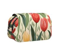 WZYCWB Astuccio portatile con illustrazione di tulipani, ideale per organizzare penne in ufficio o riporre pennelli da trucco