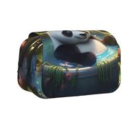 WZYCWB Astuccio portatile con stampa di panda che fa il bagno, ideale per organizzare penne in ufficio o riporre pennelli da trucco