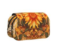 WZYCWB Astuccio portatile vintage con girasoli, ideale per organizzare penne in ufficio o riporre pennelli da trucco