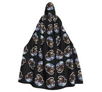 WZYCWB Attrezzatura da alpinismo Mantello con cappuccio stampato adatto per feste in maschera, oggetti di scena cosplay per feste di Halloween