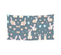 WZYCWB Bandiera da appendere con coniglietto carino cartone animato, decorazione per eventi, 70 x 35, per interni ed esterni