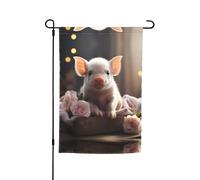 WZYCWB Bandiera da giardino 30,5 x 45,7 cm, bandiera decorativa da giardino, patio, balcone, cortile, prato, grazioso motivo maiale giovane