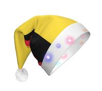 WZYCWB Bandiera del Belgio Cappello di Natale di Capodanno Adulto con luci a LED, unisex peluche cappello di Natale, Capodanno Natale festa regalo