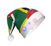 WZYCWB Bandiera del Commonwealth della Dominica Adulto Capodanno Cappello di Natale, con luci a LED, unisex peluche cappello di Natale, Capodanno Natale festa regalo
