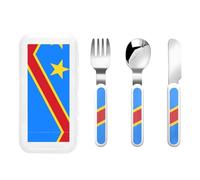 WZYCWB Bandiera del Congo Set da tavola modello 3 pezzi asilo stoviglie picnic all'aperto stoviglie portatili