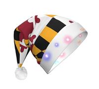 WZYCWB Bandiera del Maryland Cappello di Natale per adulti, con luci a LED, unisex, in peluche, idea regalo