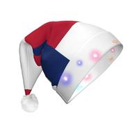 WZYCWB Bandiera del Texas Cappello di Natale per adulti, con luci a LED, unisex, in peluche, regalo per Capodanno e Natale