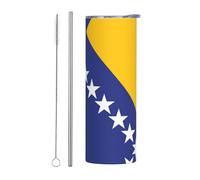 WZYCWB Bandiera della Bosnia ed Erzegovina isolato tazza in acciaio inox, ufficio sport all'aria aperta ciclismo tazza ecologica tazza 20oz paglia