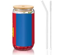 WZYCWB Bandiera della Mongolia Coperchio in bambù stampato per caffè freddo e caldo freddo, tè al latte e birra. Un elegante bicchiere d'acqua.
