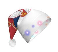 WZYCWB Bandiera della Serbia Cappelli di Babbo Natale Adulti, Peluche Capodanno Regali di Natale, Unisex Capodanno LED Luce Santa Cappelli