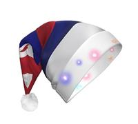 WZYCWB Bandiera delle Hawaii American Adult New Year Cappello di Natale, con luci a LED, unisex peluche cappello di Natale, Capodanno regalo festa di Natale