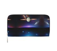 WZYCWB Bandiera delle Isole Cayman Pochette in pelle portafogli con cerniera e porta carte sono perfetti per i viaggi o l'uso quotidiano, Saturno cosmico, Taglia unica