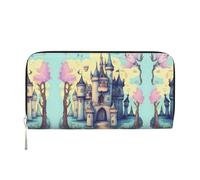 WZYCWB Bandiera delle Isole Cayman Pochette in pelle portafogli con cerniera e porta carte sono perfetti per i viaggi o l'uso quotidiano, Castello delle Fiabe, Taglia unica