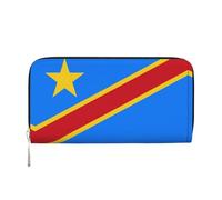 WZYCWB Bandiera greca Pochette in pelle portafogli con cerniera e porta carte sono perfetti per i viaggi o l'uso quotidiano, Bandiera del Congo, Taglia unica