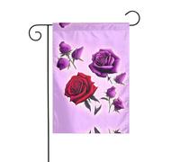 WZYCWB Bandiere da giardino con rose rosse e viola, 30,5 x 45,7 cm, bandiere decorative da appendere
