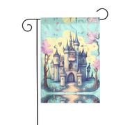 WZYCWB Bandiere decorative da giardino stampate con castello delle fiabe, piccole bandiere impermeabili per esterni, decorazione per atmosfera festiva