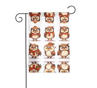 WZYCWB Bandiere decorative da giardino stampate con gufo imparato, piccole bandiere impermeabili per esterni, decorazione per atmosfera festosa