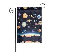 WZYCWB Bandiere decorative da giardino stampate di Saturno Giove Terra, piccole bandiere impermeabili per esterni, decorazione per atmosfera festiva