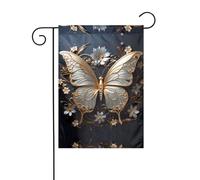 WZYCWB Bandierine da giardino con farfalle bianche e dorate, 30,5 x 45,7 cm, bandiere decorative da appendere