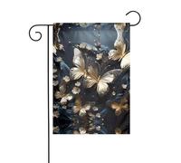 WZYCWB Bandierine da giardino con farfalle bianche e dorate, 30,5 x 45,7 cm, bandiere decorative da appendere