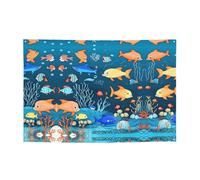 WZYCWB Banner blu subacqueo con stampa mondo di pesci, 119,4 x 180,3 cm, perfetto per compleanni, vacanze, lauree e anniversari.