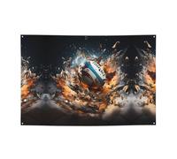 WZYCWB Banner per feste con motivo Rugby on Fire, perfetto per compleanni, feste di Natale, lauree e anniversari.