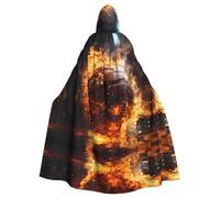 WZYCWB Basket on Fire and Water Flame Splashing Mantello con cappuccio modellato, accappatoio Costume Cosplay per uomini e donne, Halloween adulto gioco di ruolo costume