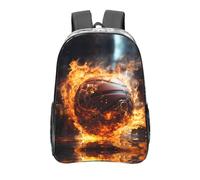 WZYCWB Basket on Fire e Water Flame Splashing Zaino trasparente stampato, borsa da viaggio, borsa da palestra leggera e resistente, zaino per pendolari o borsa da scuola