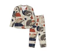 WZYCWB Bauhaus - Pigiama caldo a maniche lunghe, con motivo riccio, comodo e caldo, per autunno/inverno, Nero , S