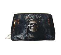 WZYCWB Beauty case da donna in pelle stampata con cuccioli che dormono - elegante e morbido, durevole, Uomo scheletro con corona, Taglia unica