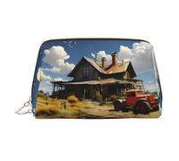 WZYCWB Beauty case in pelle con stampa di cactus, elegante e portatile, Texas Farm Trattore, Taglia unica