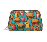 WZYCWB Beauty case in pelle stampata con fragole carine, elegante e portatile, Cartone animato Hamburger Pat, Taglia unica