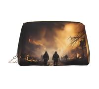 WZYCWB Beauty case in pelle stampata con giraffa madre e bambino - elegante e portatile borsa per cosmetici, Vigili del fuoco che combattono gli incendi, Taglia unica