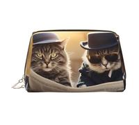 WZYCWB Beauty case in pelle stampata con piastrelle, elegante e portatile, I due gatti fantastici., Taglia unica