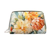 WZYCWB Beauty case vintage in pelle stampata con forme di cristallo, elegante e portatile, Fiori vibranti, Taglia unica
