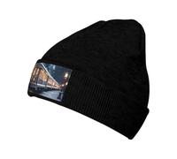 WZYCWB Bel cappello lavorato a maglia caldo con motivo treno notturno innevato. Perfetto per attività all'aperto, pendolarismo quotidiano e viaggi. Nero