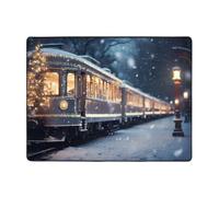 WZYCWB Bel tappeto con treno notturno innevato, 160 x 122 cm, tappetini per soggiorno, antiscivolo, adatto per salotti o uffici
